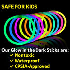 PartySticks Ultra Bright Glow Sticks Bulk Party Supplies 400 Pack - 8" Glow in the Dark Light Up Halloween Party Favors, Glow Decorations, Neon Party Necklaces and Bracelets with Connectors