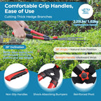 Hedge Shears, Sharp Hedge Clippers for Gardening, 21 inch High Carbon Steel Manual Hedge Trimmer with Ergonomic Anti-slip Handle, Labor-saving Long Garden Shears for Shrubs Bushes Lawn Yard Trimming