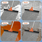 Floor Squeegee for Concrete Floor,18" Large Heavy Duty Squeegee for Floor, Rubber Broom with 62" Long Handle for Bathroom Tile, Garage Concrete, Deck, Shower Glass, Window Cleaning