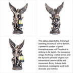 Solar San Miguel Arcangel Outdoor Garden Decor Statues 12.4" Solar St Michael the Archangel Satue for Yard Patio Lawn Porch Decorations Resin St Michael Figurine Religious Collection Sculptures Gifts
