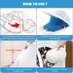 Eiito Hat Washer Cage Hats Cleaner, 4Pcs (2 Cages + 2 Bags) Hat Washer for baseball caps for Washing Machine or Dishwasher, Ball Cap Washers Frame for Flat & Curved Hats, White