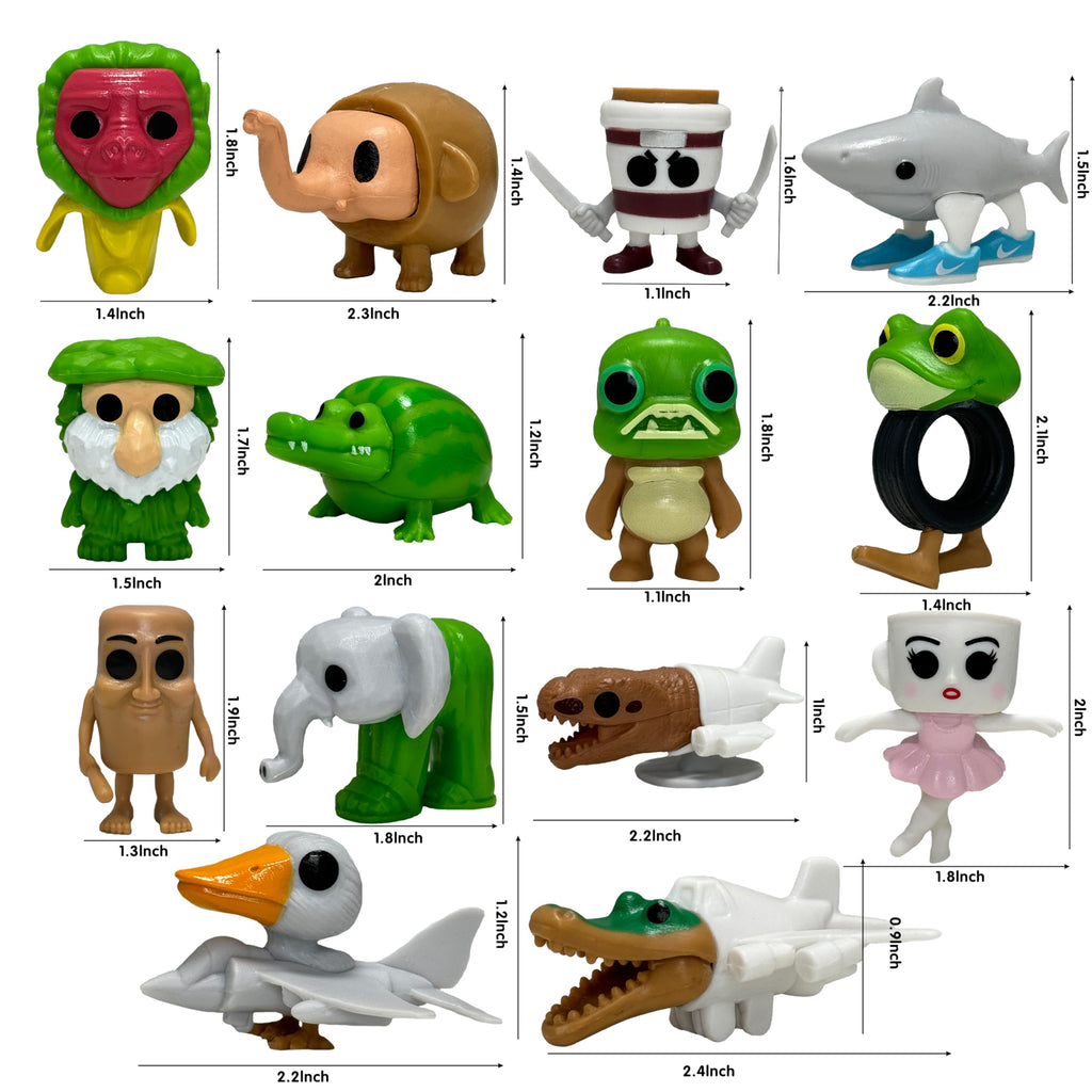 HGDFEOC 14 Pcs Italian Brainrot Action Figures,Cute Italian Brainrot Toy Cartoon Cake Toppers Birthday Decorations Gift for Game Fans Office Room Figurine Decor