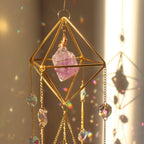 Amethyst Crystal Suncatcher - Hanging Gold Plated Garden Sun Catcher
