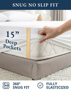 LANE LINEN Queen Sheets 100% Organic Cotton 4pc Percale Cooling - White