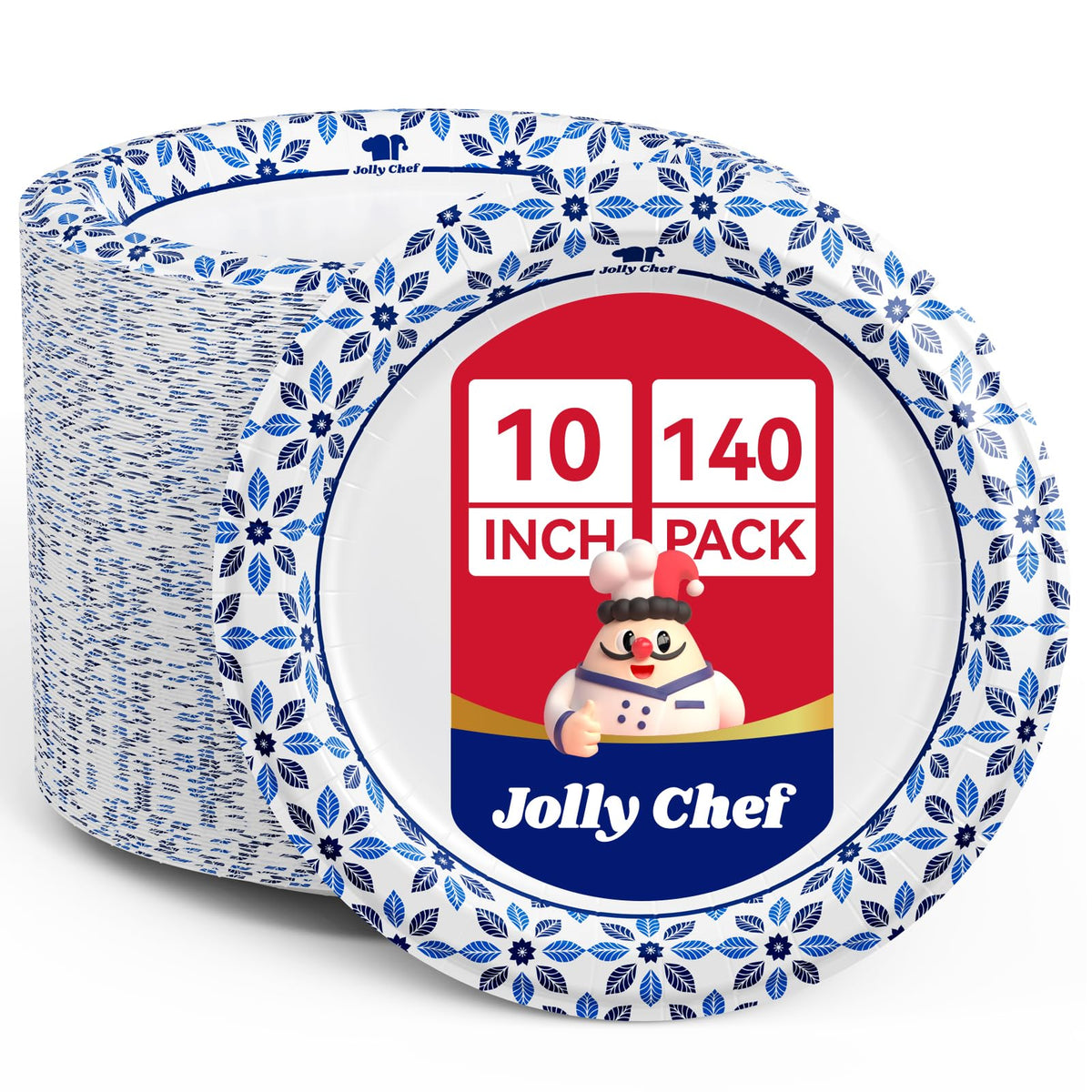 JOLLY CHEF 10 inch 140 Pack Disposable Paper Plates