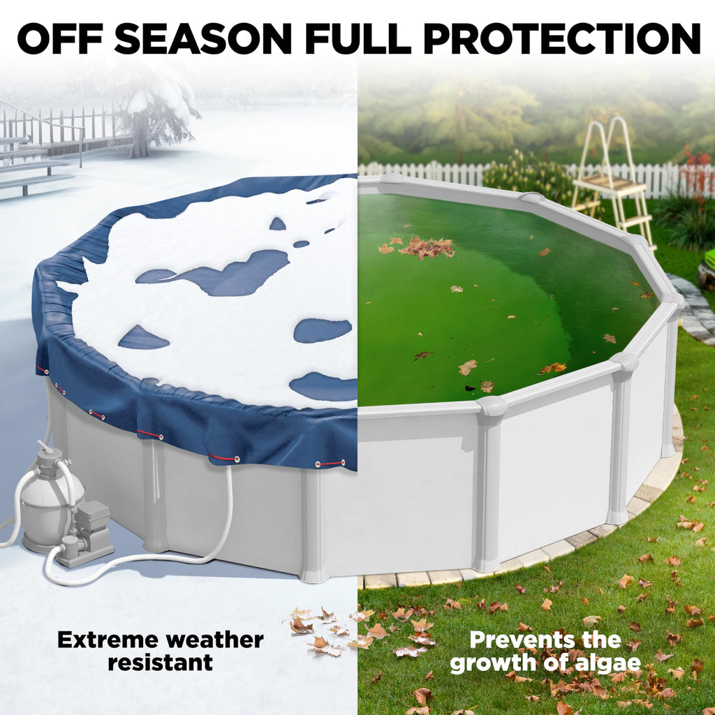 21 ft Round Pool Cover for Above Ground Pools, Above Ground Cover for Winter, Keeps Out Debris, Cold and UV Resistant, Supreme Mesh, Navy Blue