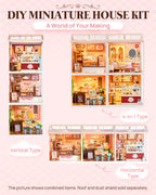 Rolife Super Creator Series, DIY Mini Lovely Pink Bedroom Dollhouse House Kit, Bulid Scenary for Action Collectible Figures, Creative Gifts for Women Kids Adults