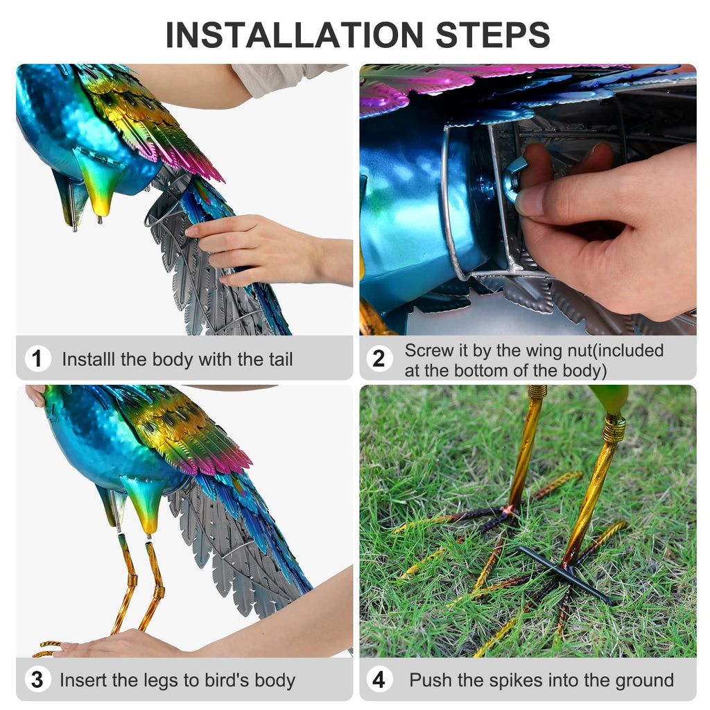 chisheen Metal Peacock Statue Garden Decor Yard Art Outdoor Gift for Women