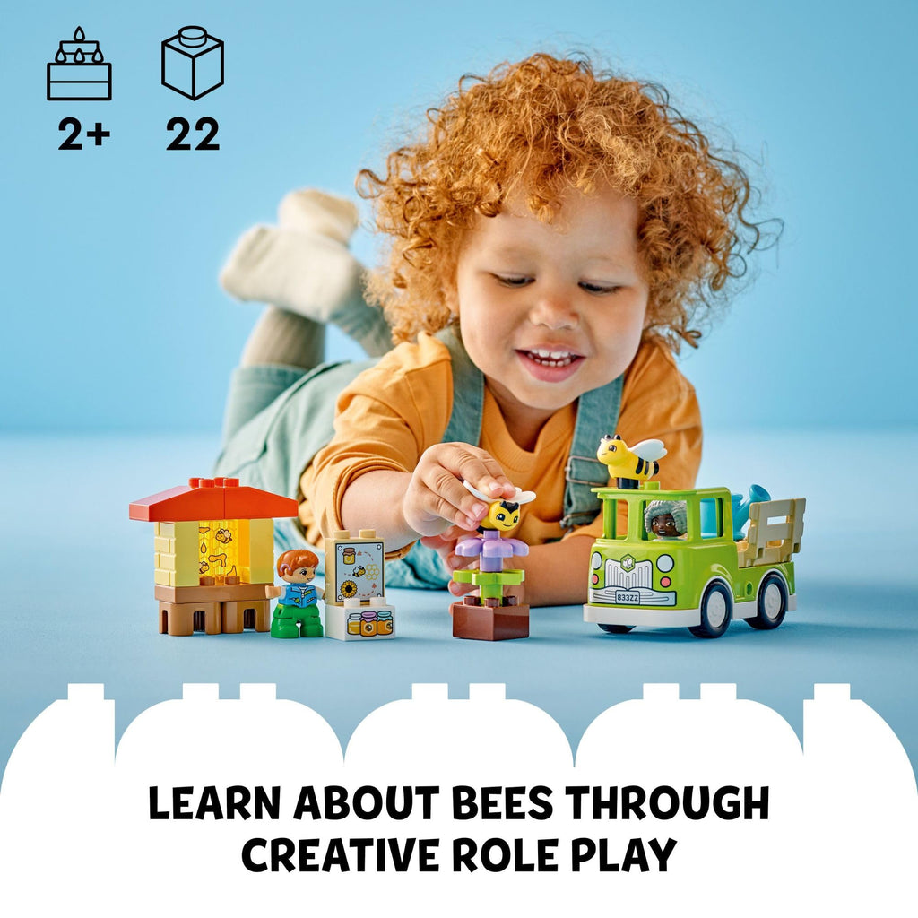 LEGO DUPLO Town Caring for Bees & Beehives Preschool Kids’ Learning Toy, 2 Figures and a Drivable Truck, STEM Toy, Build-and-Rebuild Educational Set for Toddlers Ages 2 Years Old and Up, 10419