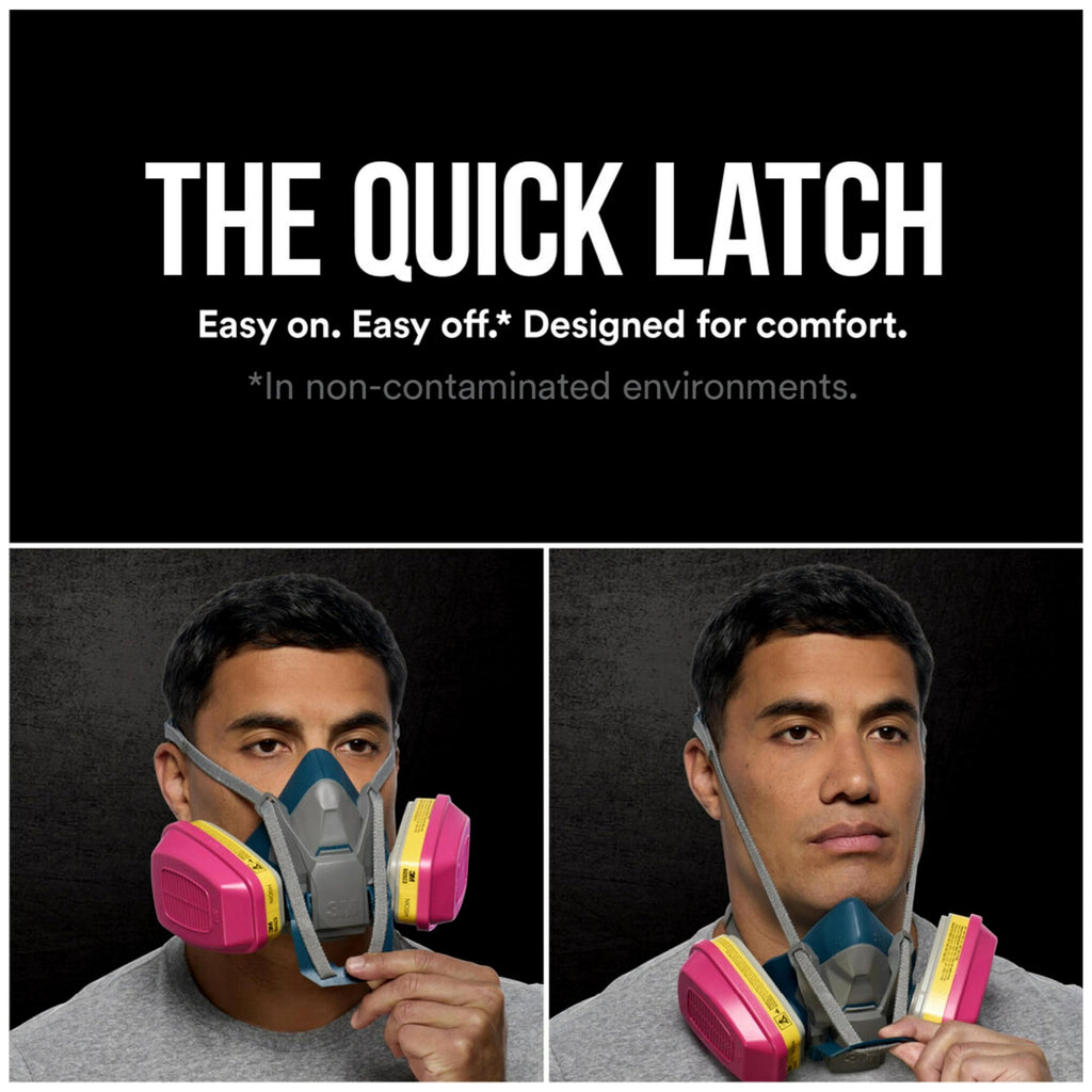 3M™ Multi-Purpose Quick Latch Reusable Respirator 65023QLH1-DC, OV/AG/P100, Mdm, 1-Fcpc, 1-pr of 60923 Crtrdg/Fltrs