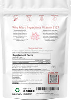Micro Ingredients Vitamin B12 1,000 mcg | Methylcobalamin – 365 Chewable Tablets | Fast Dissolve, Natural Strawberry Flavor | Supports Energy & Metabolism Health | Vegan, Non-GMO, Gluten Free