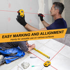 PREXISO Multi Surface Laser Level LED Light Vial, 30Ft Horizontal & Vertical Line Laser with Wall Mount Base, 2 Pins, 10 Sticker, 2 AA Batteries for Hanging Frames & Picture, Construction Gift for Dad