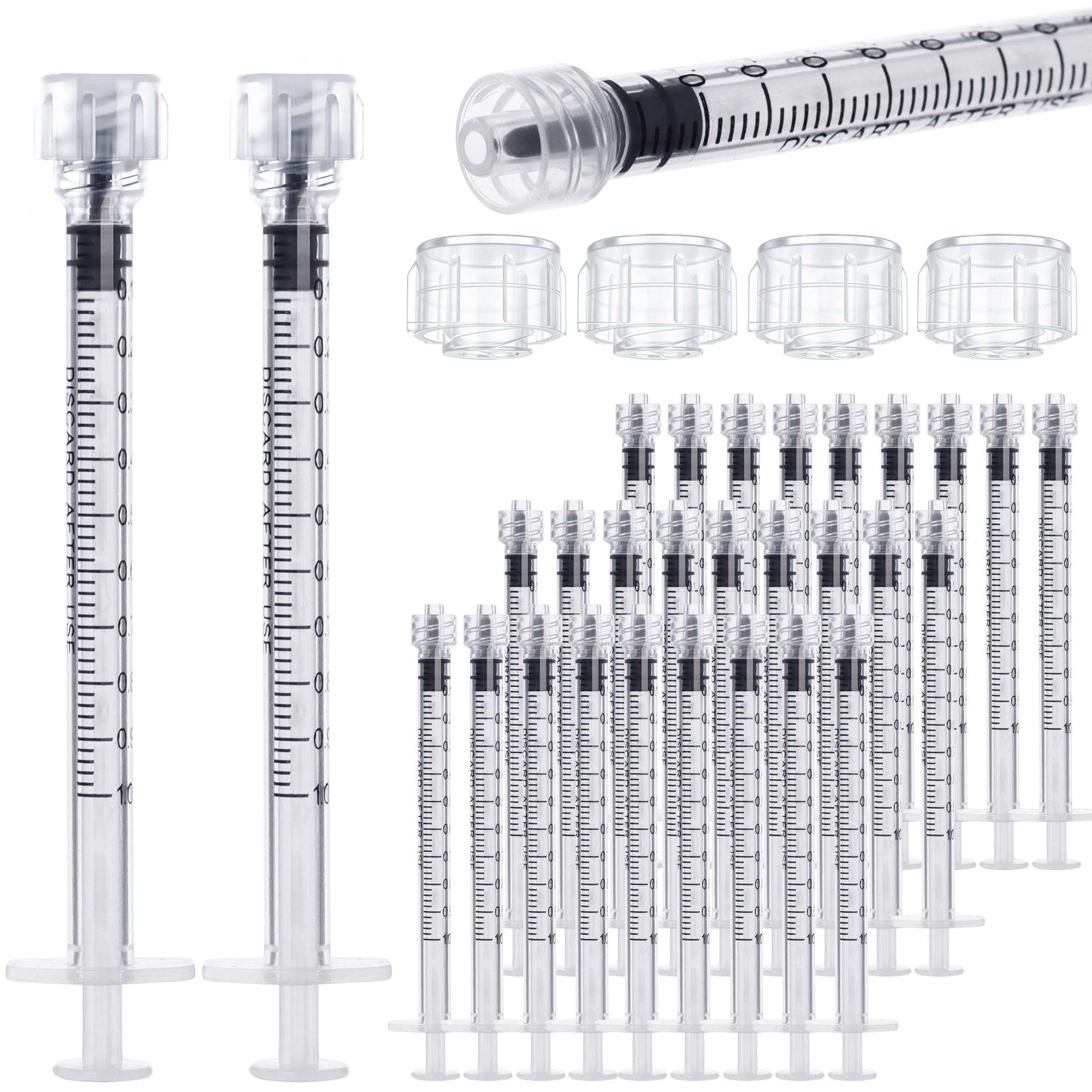 30Pack 1ml Luer Lock Syringe Without Needle - 1cc Plastic Syringes Individually Sterile Sealed with Tip Caps, No Needles ( 30Pack 1 ml )