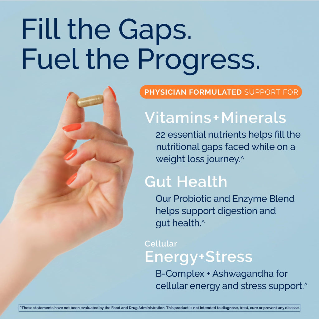 Replenza Advanced Multivitamin – Daily Essential Vitamins and Minerals + Probiotics for GLP-1 Support, Gut Health, Stress & Cellular Energy Support – 60 Capsules