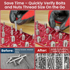 JoblikeBrez Thread Checker, Rustproof Nut and Bolt Thread Checker, Wall-Mountable Bolt Size Finder Tool, 30 SAE & 30 Metric Thread Gauge, Bolt and Nut Sizer for Quick Measurement