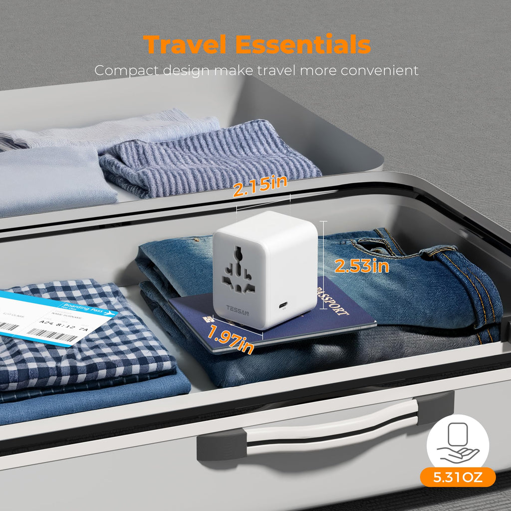 TESSAN Universal Travel Adapter 28W, International Power Adapter
