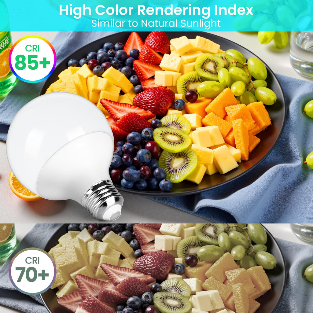 MAXvolador G25 LED Globe Light Bulbs 60W Equivalent, Cool White 6000K Bathroom Vanity Round Bulb, 500LM E26 LED for Makeup Mirror, Non-Dimmable 4 Pack