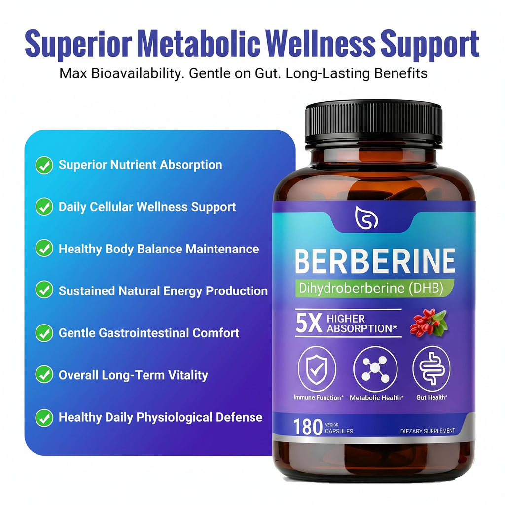 Strmuscle Dihydroberberine Supplement 200mg, Hight Absorption Berberine Supplement for Men & Women - Metabolic & Wellness Support, 180 Capsules