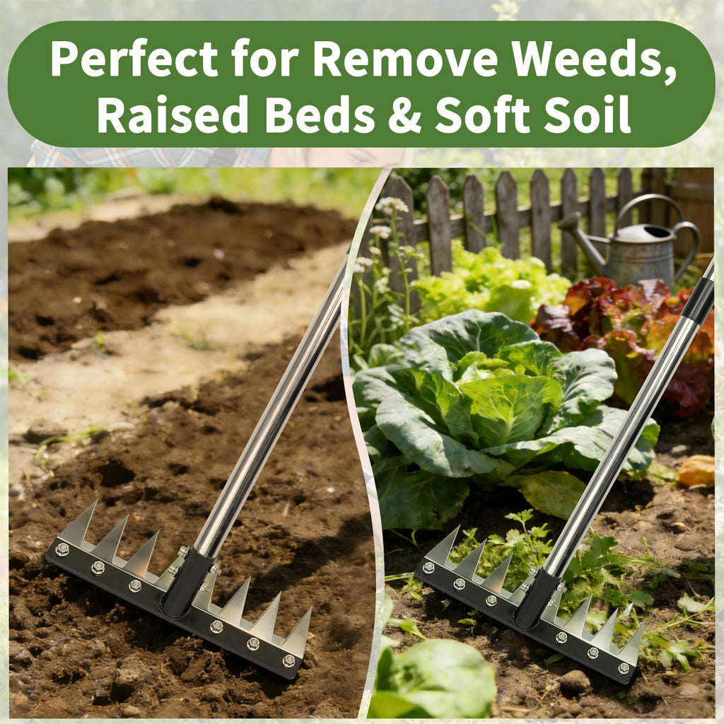 OK5STAR Heavy Duty Iron Weeding Rake for Yard, Lawn and Garden