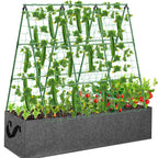 Cucumber Trellis with 46 Gallon Grows Bag, 50 x 54 Inches A Frame Outdoor Greenhouse Trellis and Fabric Raised Bed, Climbing Net and Plant Support Clips for Bean Climbing Plants