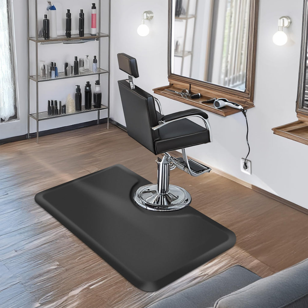 Saloniture 3 ft. x 5 ft. Salon & Barber Shop Chair Anti-Fatigue Floor Mat - Black Rectangle - 1/2 in. Thick