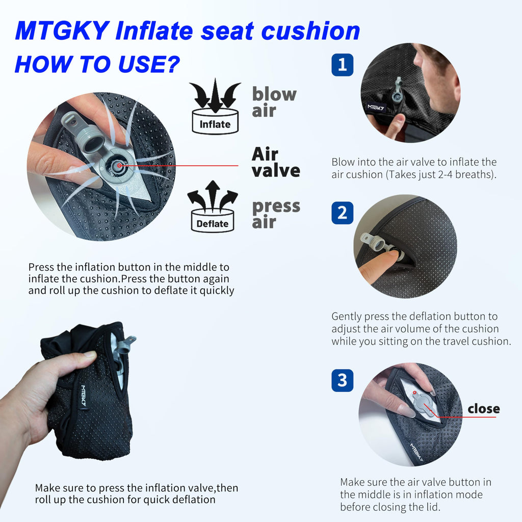 Sondor Travel Cushion,Portable & Adjustable Airplane seat Cushion for Long Flights,Inflatable Cushion for Wheelchair, Travel,Driving