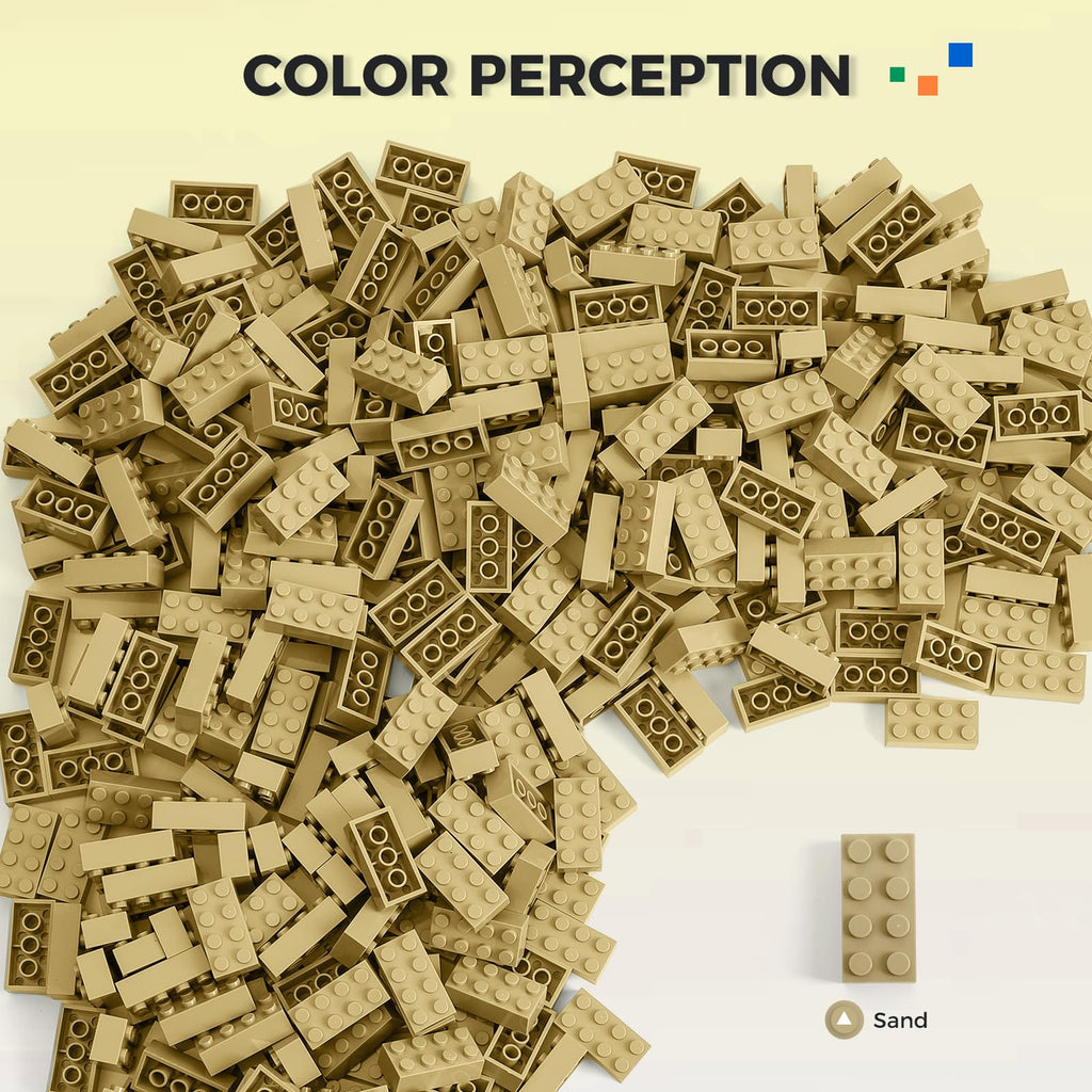 HUIZDQ 500 Piece Classic Building Bricks and 1 Gray Baseplate, 2x4 Bricks Bulk Creative Building Toys, Blocks Bulk for Kids Ages 6+, Sand