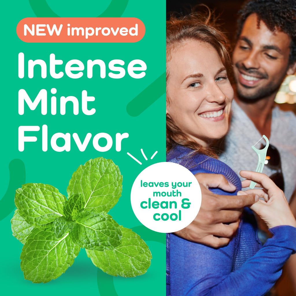 Plackers® Micro Line® Floss Picks - Intense Mint, Floss Fiber Made Without PTFE, 300 Count