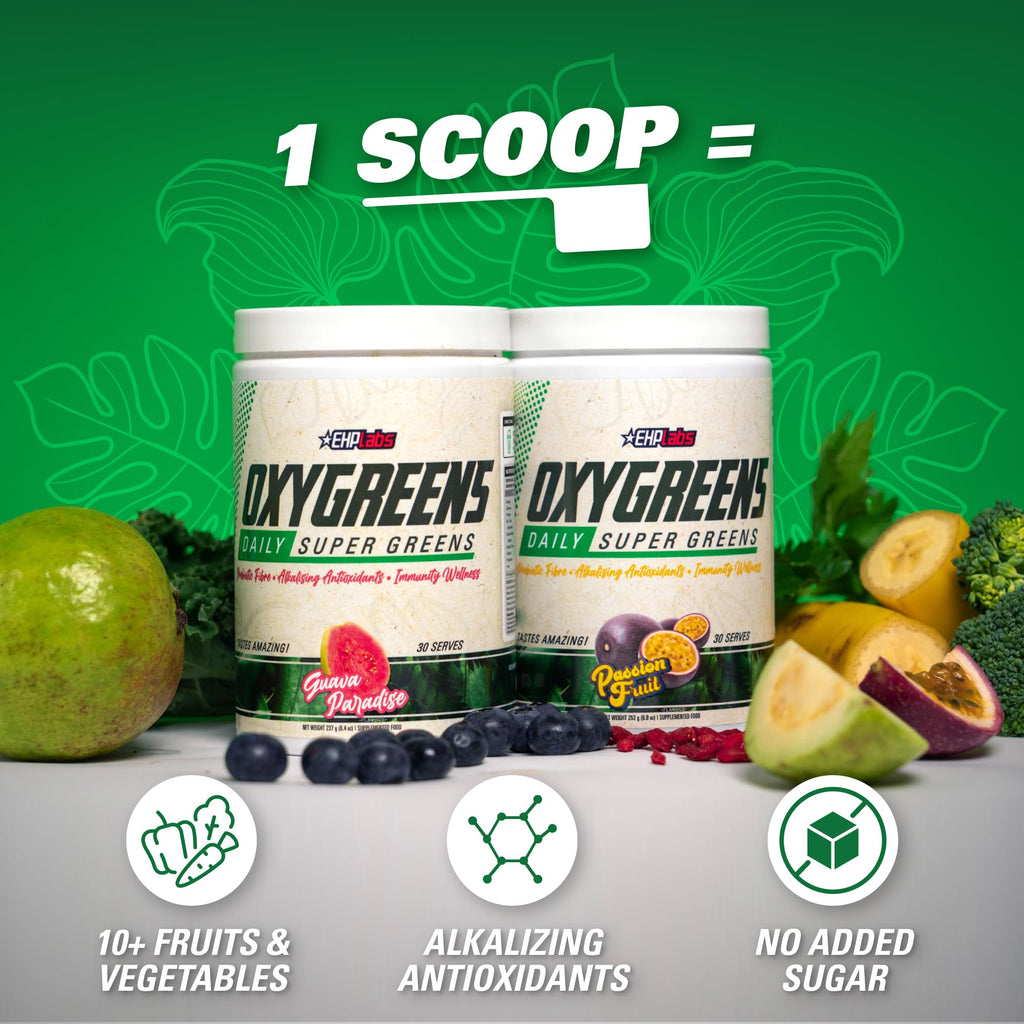EHP Labs OxyGreens Super Greens Powder – Daily Greens & Superfood Supplement with Spirulina, Chlorella, Prebiotics, Digestive Enzymes, Antioxidants – 30 Servings (Forest Berries)