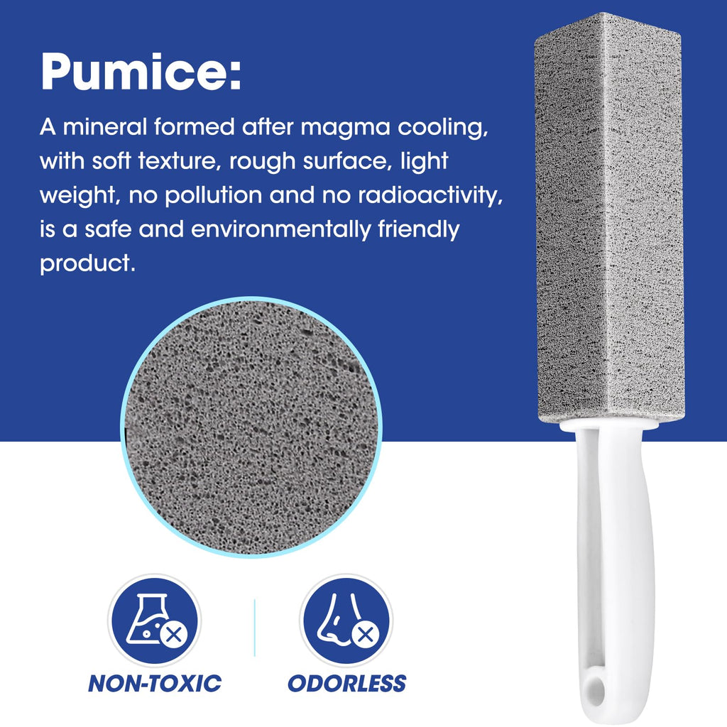 AZEN 10 Pack Pumice Stone for Cleaning, Pumie Scouring Stick with Handle, Pumice Stone Toilet Bowl Cleaner, Hard Water Stain Remover for Toilet, Bathroom, Kitchen Sink, Grill