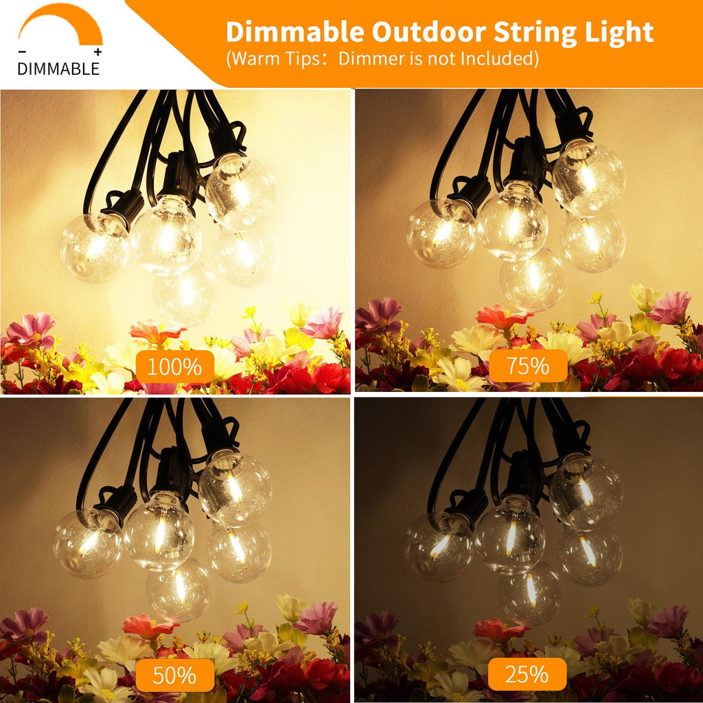 Svater Outdoor String Lights 150 FT, Patio Light with 78 Shatterproof LED Bulbs, Outside Plastic Hanging G40 Globe Lights for Cafe Market Bistro Backyard, Dimmable Warm White 2700K