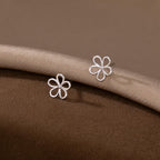 SLUYNZ Solid 925 Sterling Silver Flower Stud Earrings for Women Teen Girls Hollow Flower Stud Earrings Spring (A-Sterling Silver)
