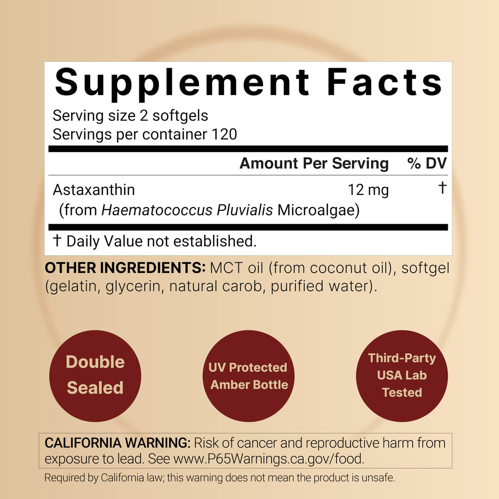 NatureBell Maximum Strength Astaxanthin 12mg, 240 Softgels - 4 Month Supply - Natural Antioxidant from Haematococcus Pluvialis Microalgae | Non-GMO, Gluten Free