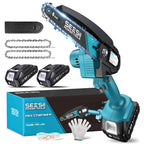 Seesii Mini Chainsaw, 6-inch Mini Chainsaw Cordless, Handheld Electric Power Chain Saw with 2 Batteries, for Tree Trimming Wood Cutting, Best Gifts for Father, Dad, Husband, Men