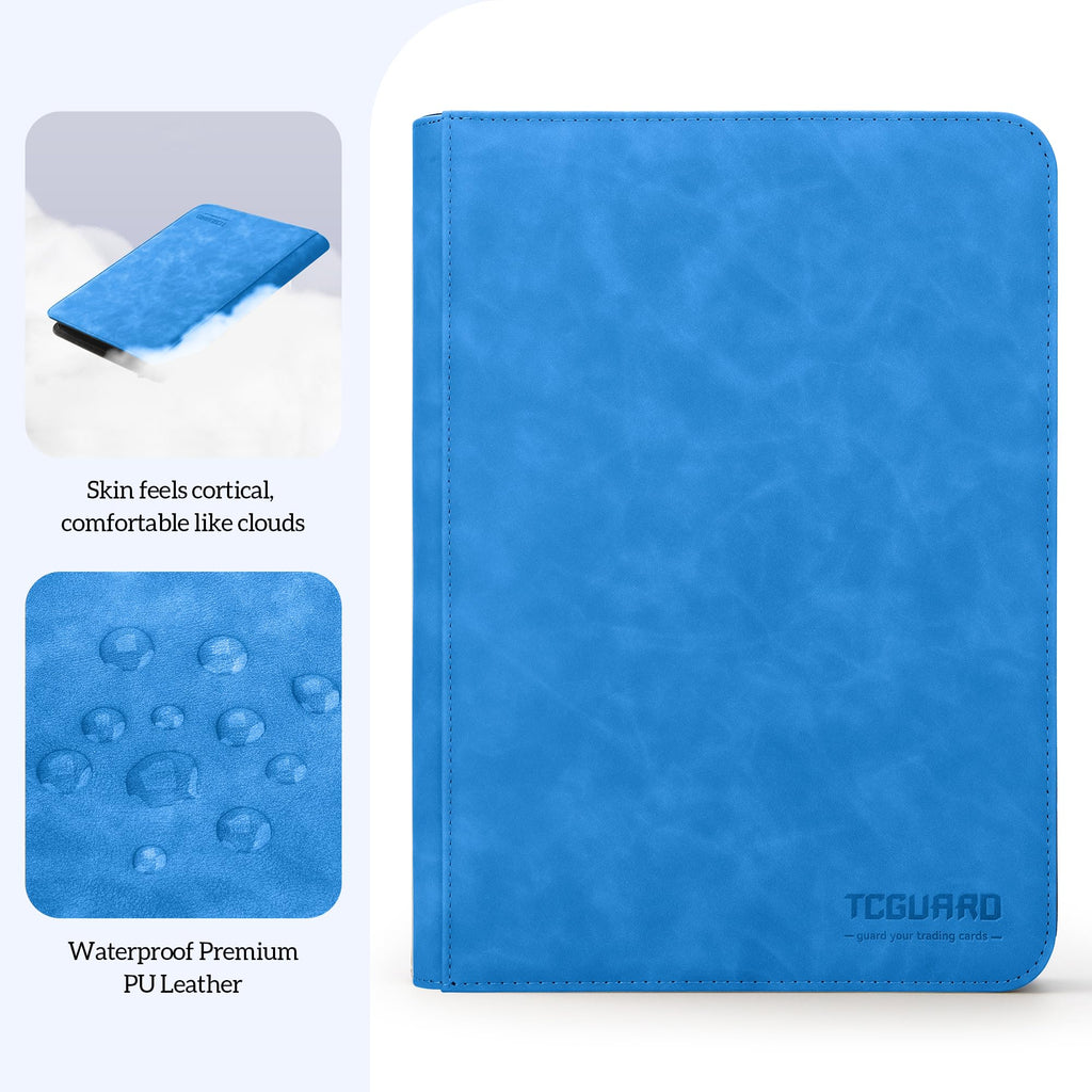 TCGUARD Trading Card Binder, 9 Side Loading Pocket Card Album Hold Up to 540 Cards, Zipper Binder for Cards Collection, TCG Card Holder for Game Card, Sports Card, Yugioh, MTG etc. (Light Blue)
