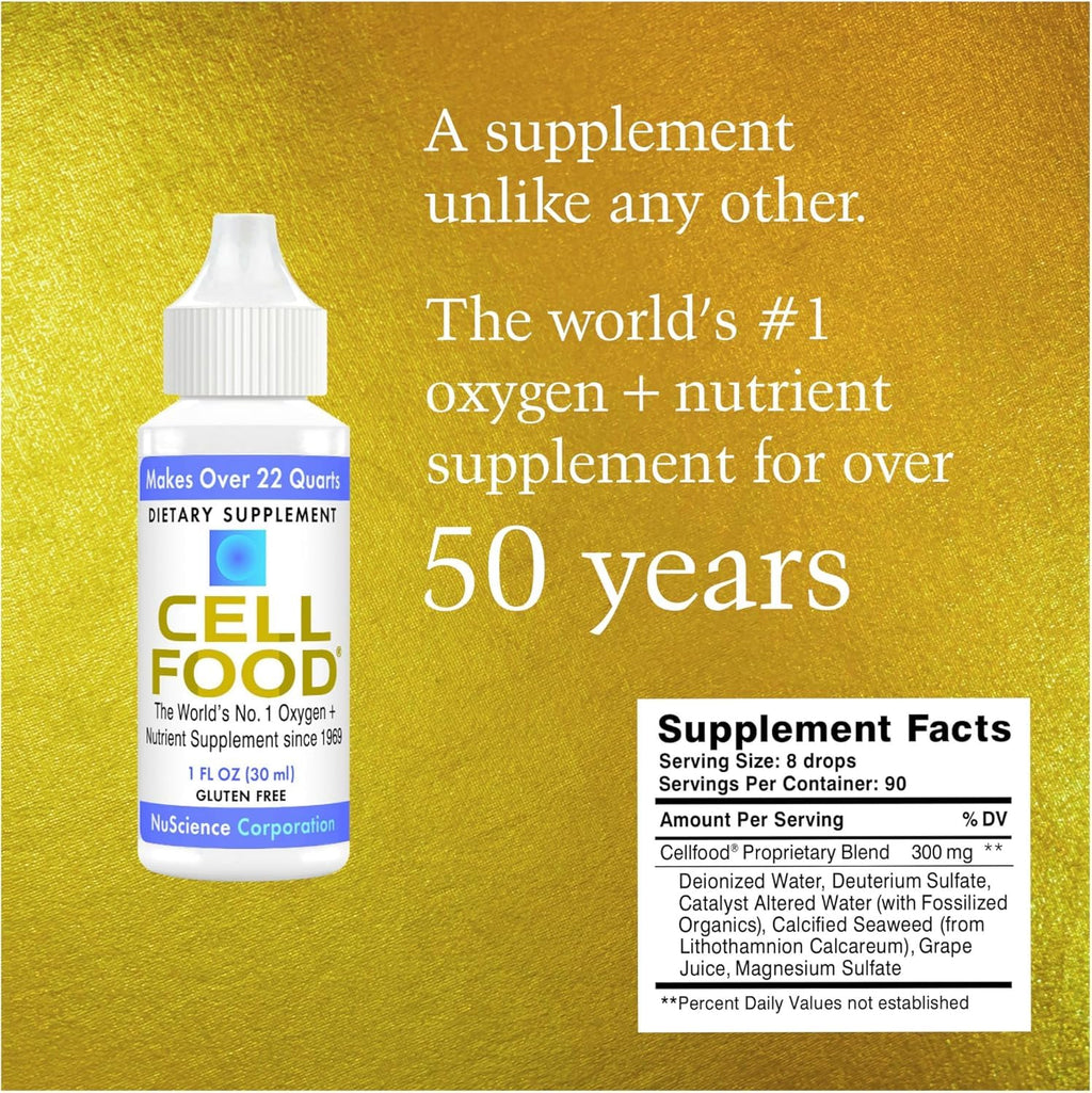 Cellfood Oxygen Boost - 1 fl oz, 5 Pack - Liquid Oxygen Supplement for Lymphatic Drainage, Altitude Sickness, Jet Lag, Fatigue, Headaches, Hangovers & Energy - Gluten Free, Cert. Kosher