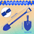 Lanathel 2 Pack Metal Beach Sand Shovels for Kids, 27 Inch Heavy Duty Small Shovels for Digging, Camping, Gardening, Planting, Mini Spade with D-Grip Handle, Blue