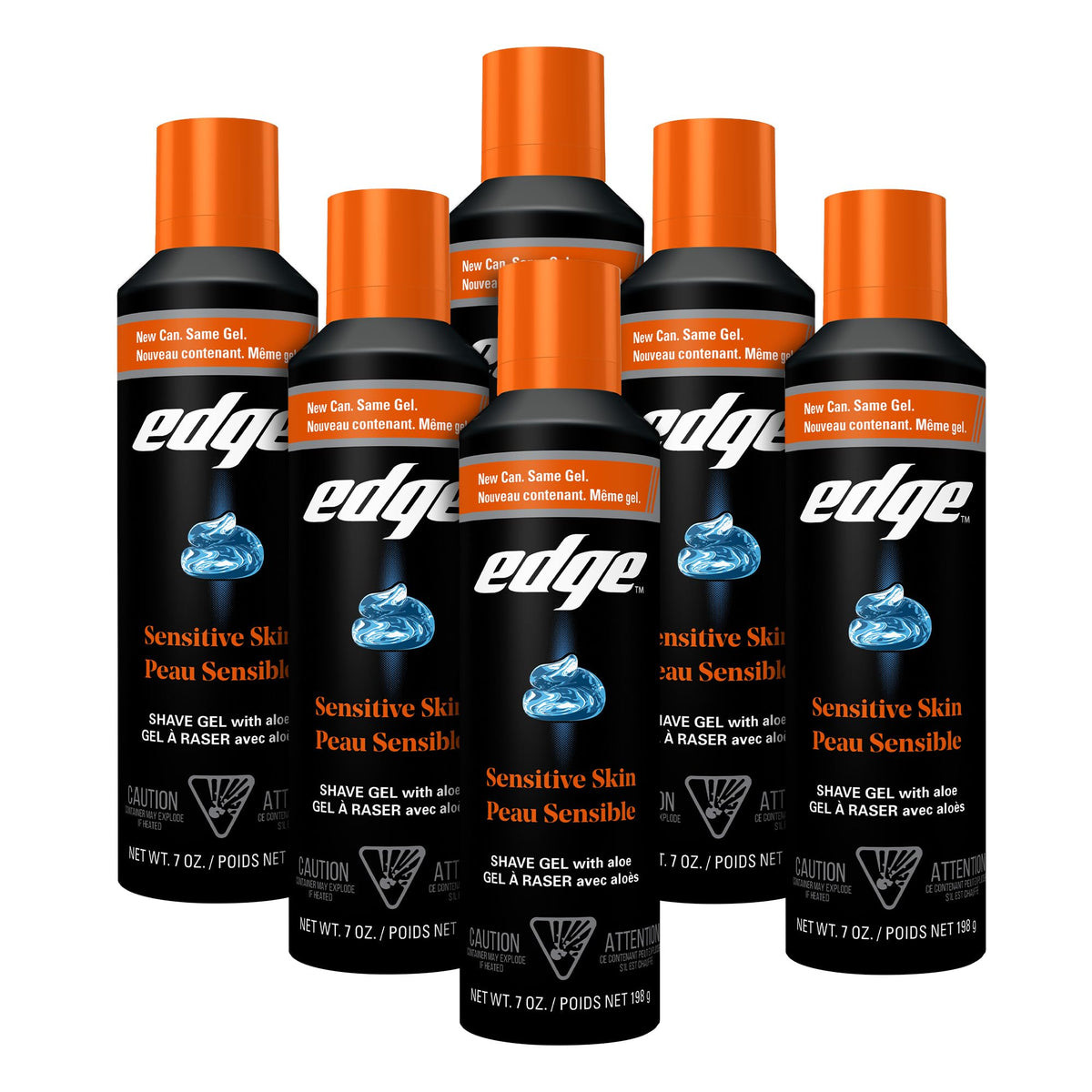 Edge Shaving Gel for Men, Sensitive Skin, 7 oz (6 Pack)