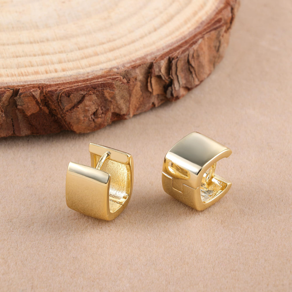 Small Gold Chunky Hoop Earrings Hoops Huggie Square Earrings