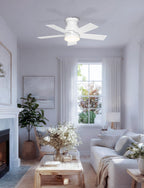 Phylluz 32'' Small Ceiling Fan with Light, Mini Low Profile Flush Mount Fan for Hallway & Closet, Quiet DC Motor, Modern Tiny Space Ceiling Fan with App/Remote Control, White