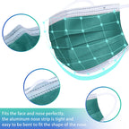 4 Ply Disposable Face Mask Protective(50PCS), Elastic Earloops, Single Use- Green
