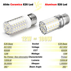 ALIDE E26 100W Replacement LED Candelabra Corn Bulbs 6000K White