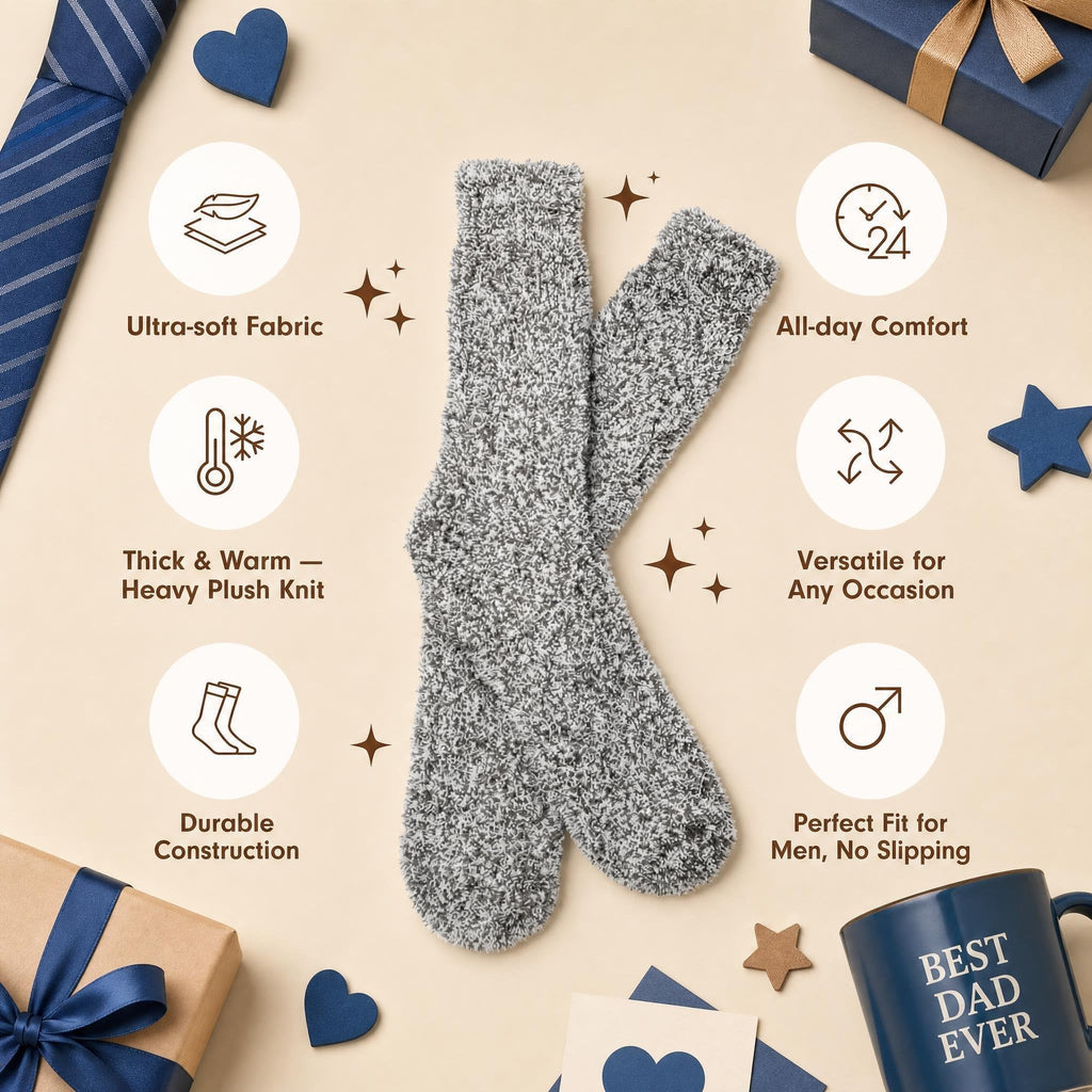 Unboxme Gifts Premium Mens Fuzzy Cloud Socks - Cozy Slippers Socks for Men
