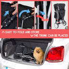 ZENY Foldable Pet Stroller, Cat/Dog Stroller with 3 Wheel, Pet Strolling Cart, Dog Travel Carrier with Storage Basket + Cup Holder, Black
