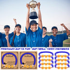 Ecation 20 Set Softball Bracelets Team Gift Bulk Softball Senior Night Adjustable Bead Ball Charm Bracelet with Inspirational Card for Sport Team Sport Lovers Player Gifts Birthday Party(Blue)