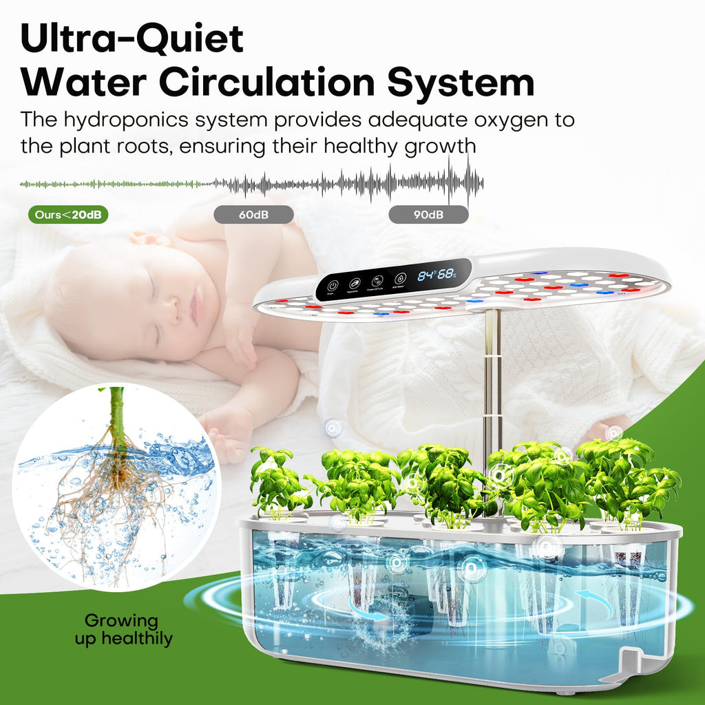 Ahopegarden Hydroponics Growing System: 12 Pods with Smart Env.Detection