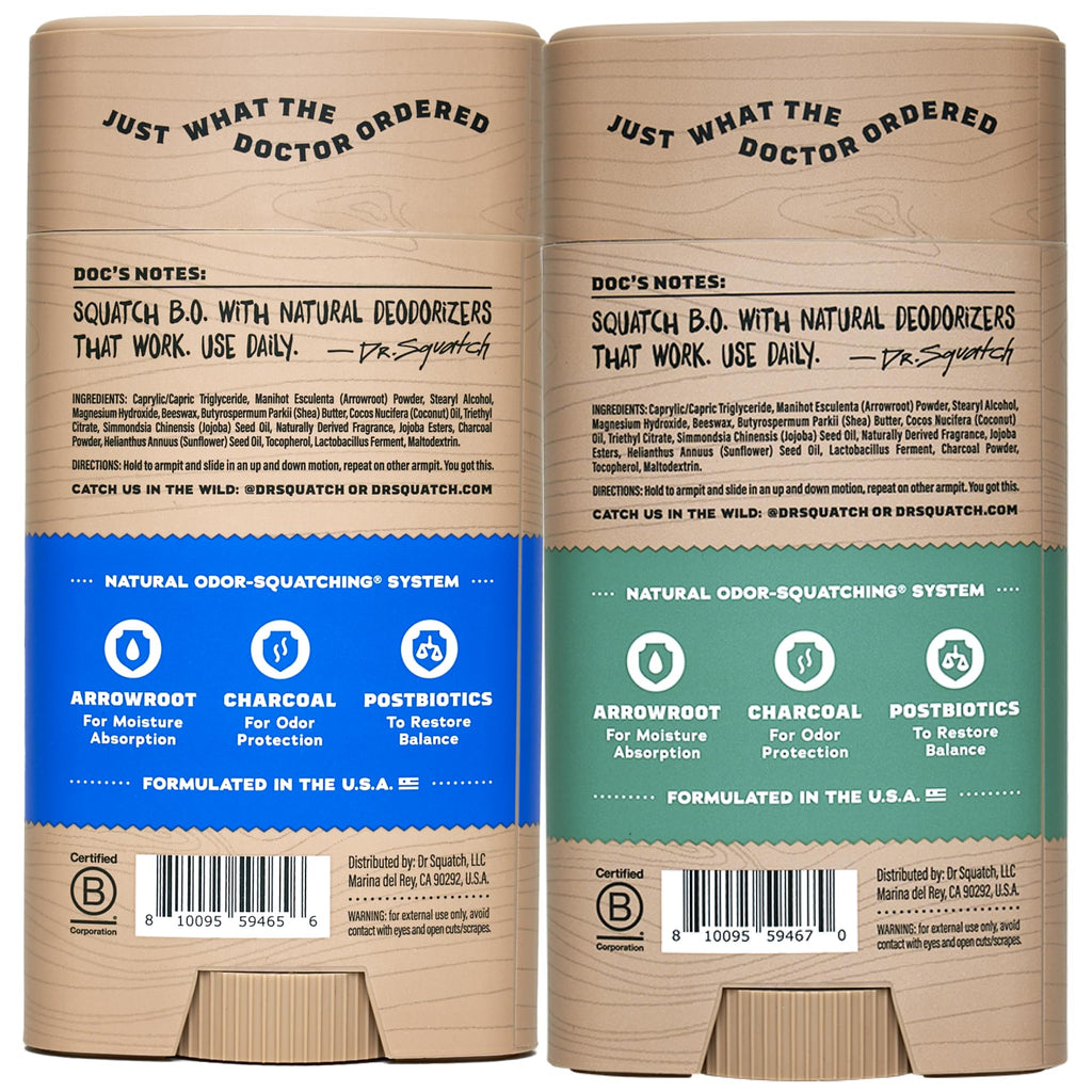 Dr. Squatch Natural Men’s Deodorant, Aluminum Free Deodorant Men (2-Pack)