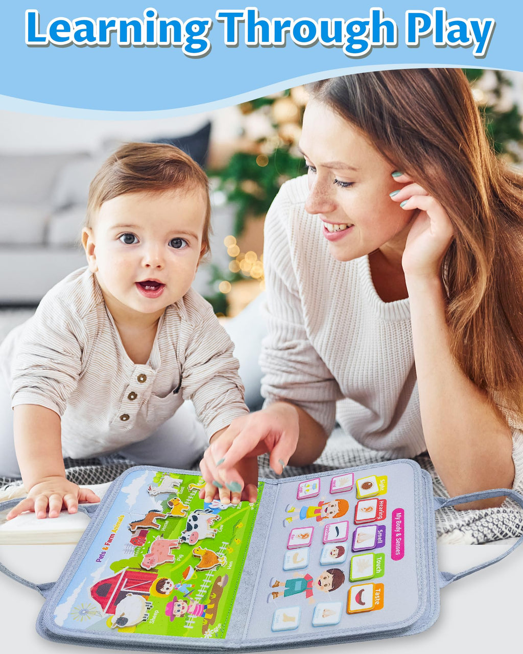 Board Toys for Toddler Boy & Girl Birthday Gifts, Busy Book Learning Sensory Toys for Toddlers, Toddler Travel Toy Educational Activities Learn Fine Motor Skills