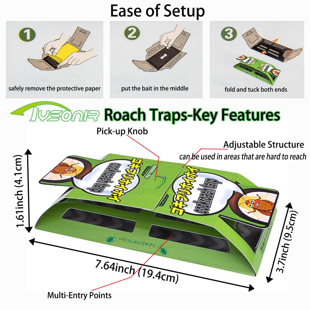 Cockroach Traps,Roach Traps,Cockroach Bait,Roach Motel,Child & Pet Friendly (10 Pack)