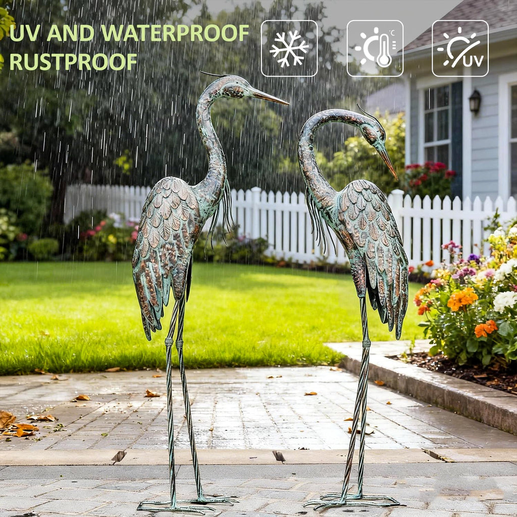 Kircust Garden Crane Statues Metal Heron Outdoor Statue, 46 Inch